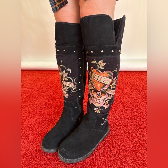 Don Ed Hardy Suede/Fur boots 2013 US8 EUR39 - Picture 16 of 16